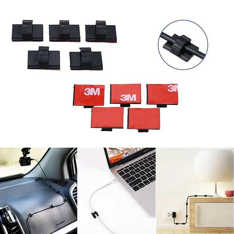 100 pcs Adhesive Cable Clips Wire Clamps Car Cable Organizer Cord Tie Holder | 168DEAL