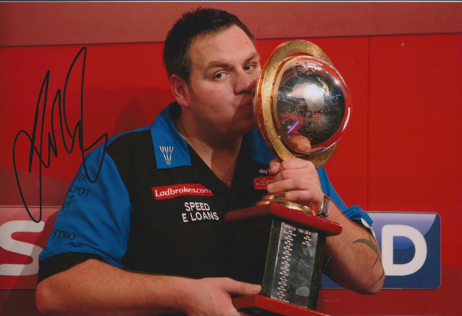 Adrian LEWIS Signed 12x8 Autograph Photo Poster painting AFTAL COA Darts Champion JACKPOT