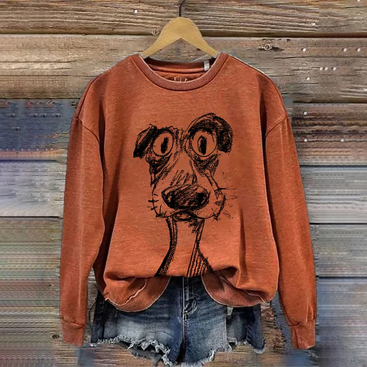 Simpfit Das süße Hunde-Vintage-Sweatshirt mit rundem Halsausschnitt
