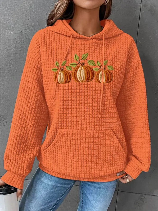 Women's Fall Pumpkin Check Hoodie 