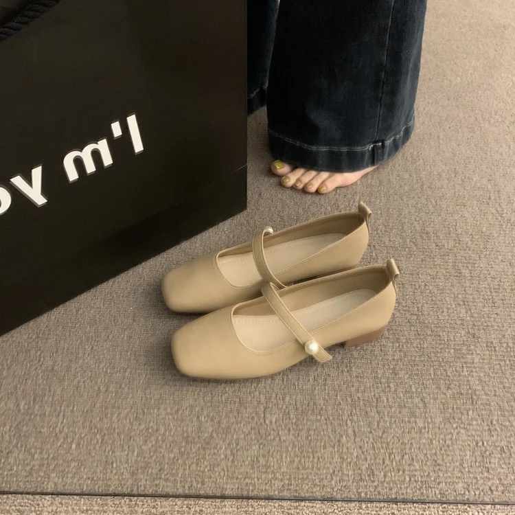 Churchf Churchf Head Mary Jane Shoes Women's Shoes 2024 Spring And Autumn New Thick With A Word With French Skirt Temperament Single Shoes