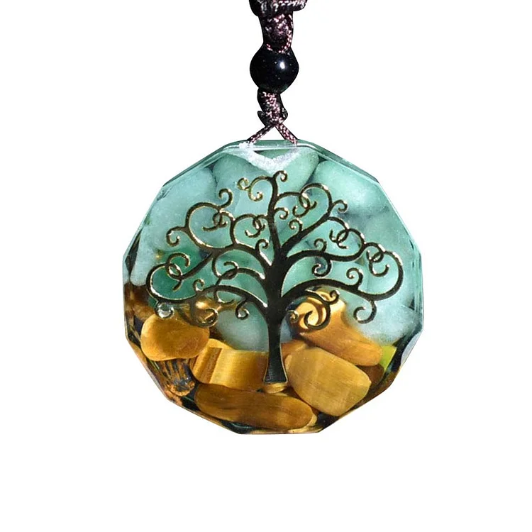 Olivenorma Tiger Eye with Green Aventurine Orgone Necklace 