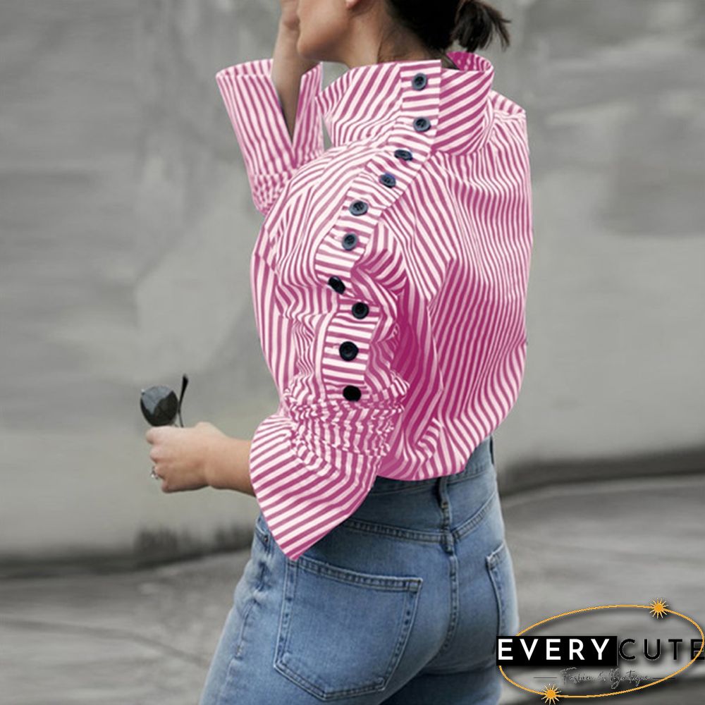 S-5XL Women Long Sleeved Stand Collar Casual Blouse Baggy Tops Blusas Feminina New