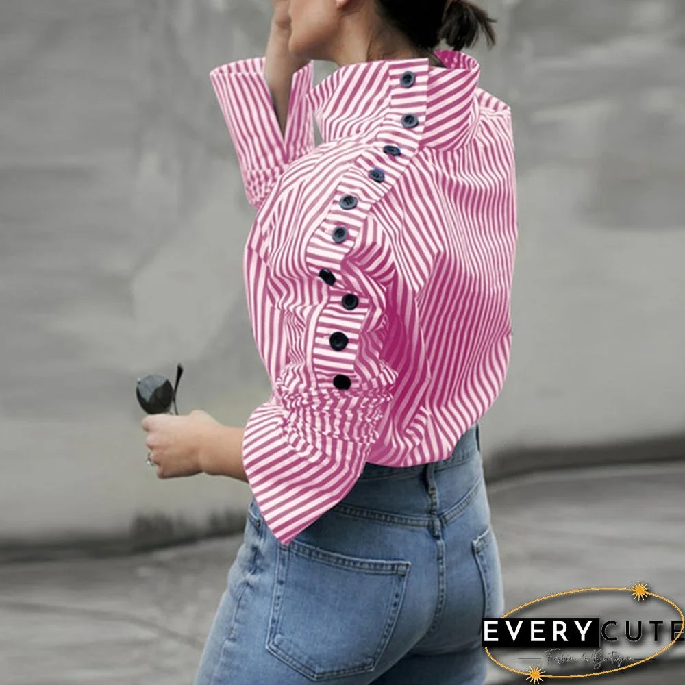 S-5XL Women Long Sleeved Stand Collar Casual Blouse Baggy Tops Blusas Feminina New