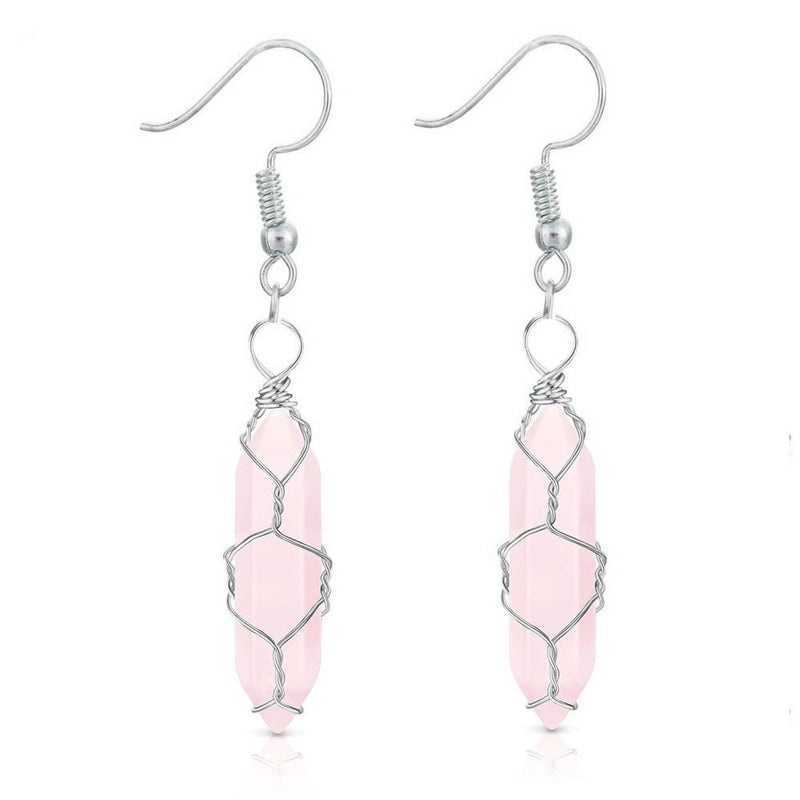 1 Pair Casual Minimalist Geometric Natural Stone Crystal Iron Drop Earrings