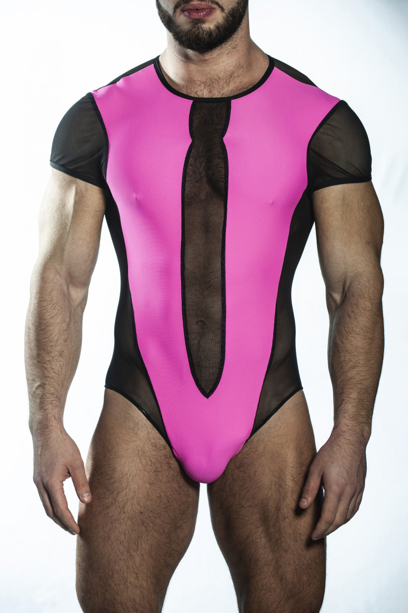 Colorblock Mesh Patchwork Stretchy Bodycon Bodysuit