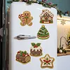 6PCS Sweet Gingerbread DIY Pearl Diamond Painting Christmas Fridge Magnets, Sparkling Rhinestone Refrigerator Magnet Craft Kit for Home Decor & Gifts
