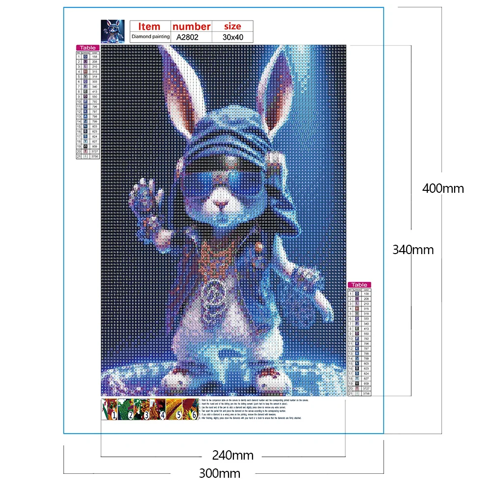 Full Round Diamond Painting 30*40cm - Rock Animal Rabbit On Stage