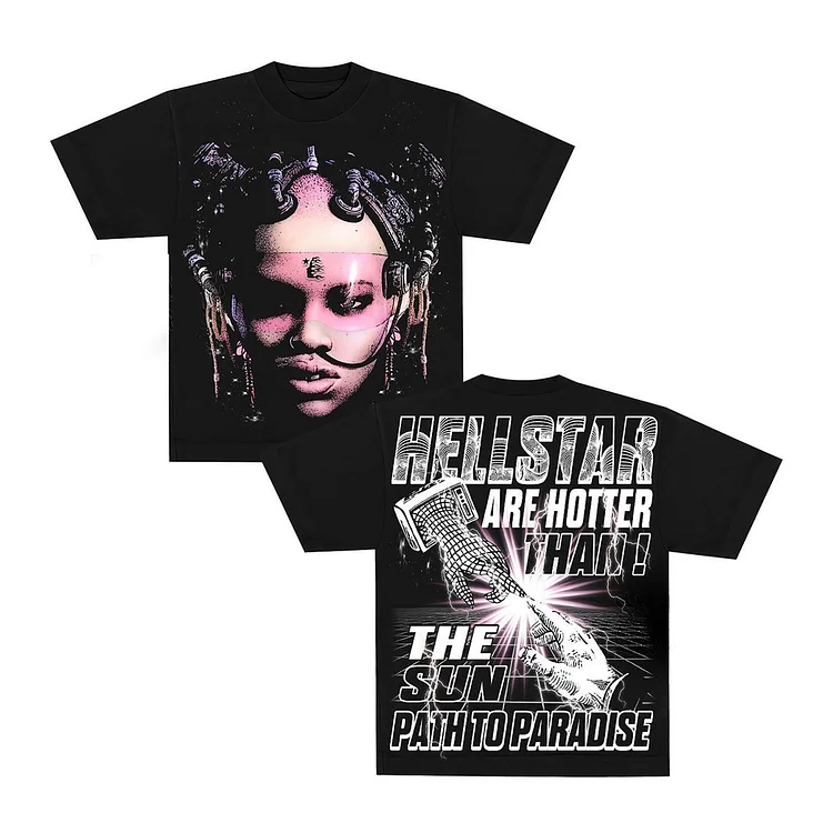Hellstar Abstract Future Human Graphic 100% Cotton Short Sleeve T-Shirt
