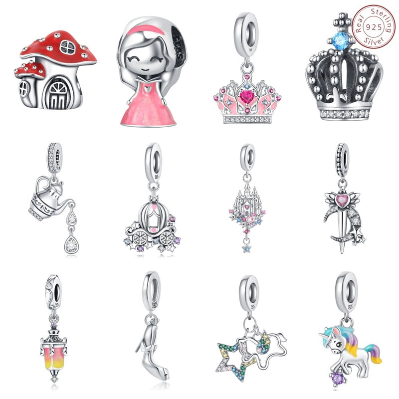 1 Piece 21 * 24mm 925 Sterling Silver Zircon Pumpkin Crown Mushroom Pendant Beads Jewelry Accessories