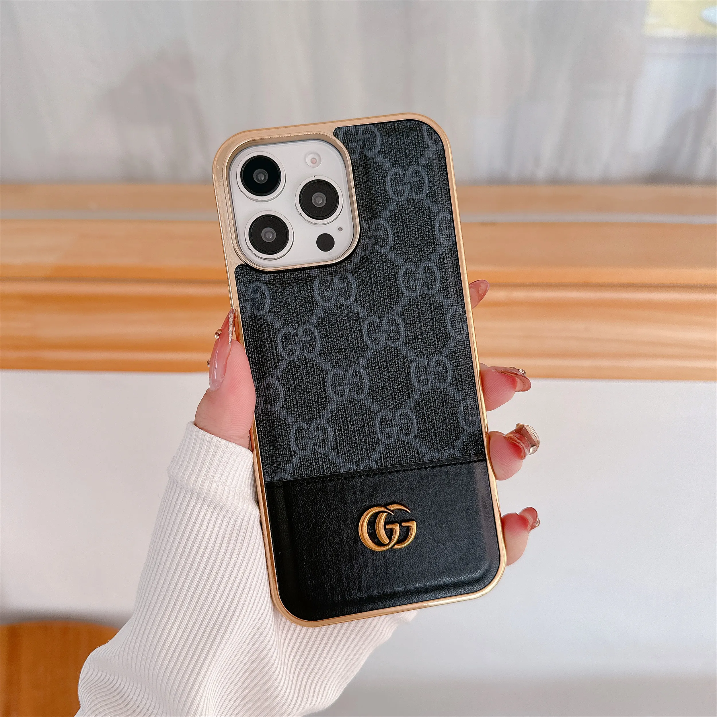 Fashion Patchwork Gucci Ophidia GG Canvas Leather Phone Cases