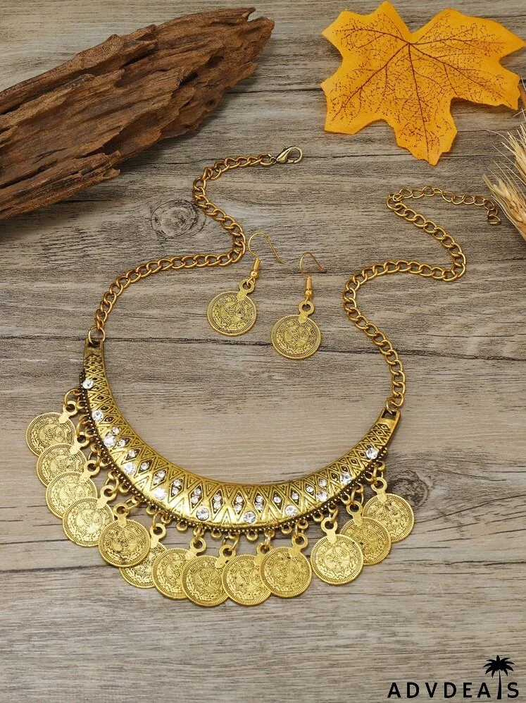 3pcs Vintage Coin Charm Jewelry Set