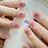 Qinice 24Pcs/Set Milkshake Diamond Lattice Wearing False Nails Tips Fall Winter Adhesive Fake Nails Removable French Press on Nail Art