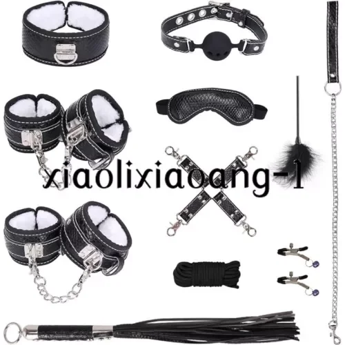 pornhint Pornhint 11Pcs Couples Flirts Binding Restraint Kits Leather Cat Mask Set Leather Kits Libido