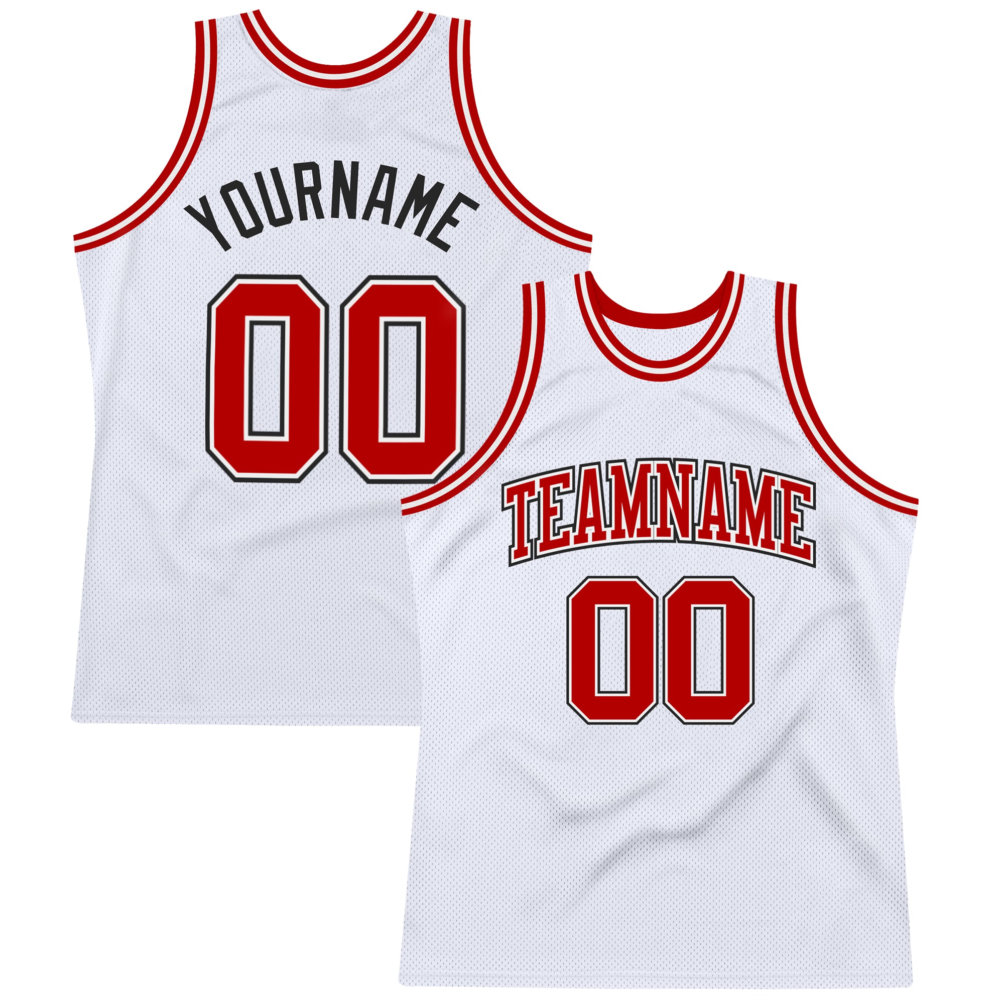 Custom White Red-Black Authentic Throwback Basketball Jersey | captainssportss.com
