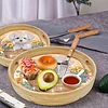DIY Round Wooden Dog Diamond Decorative Serving Tray with Handle for Home Decor