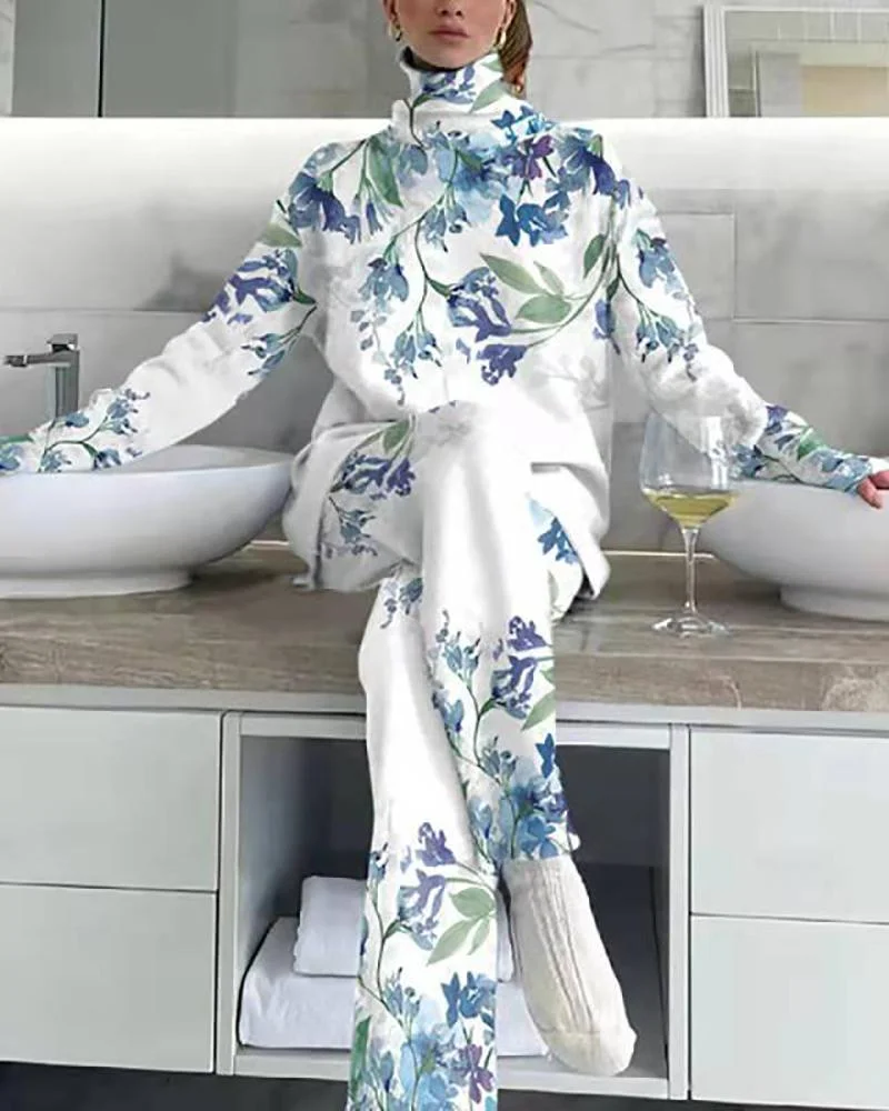 Casual and stylish printed two-piece suit
