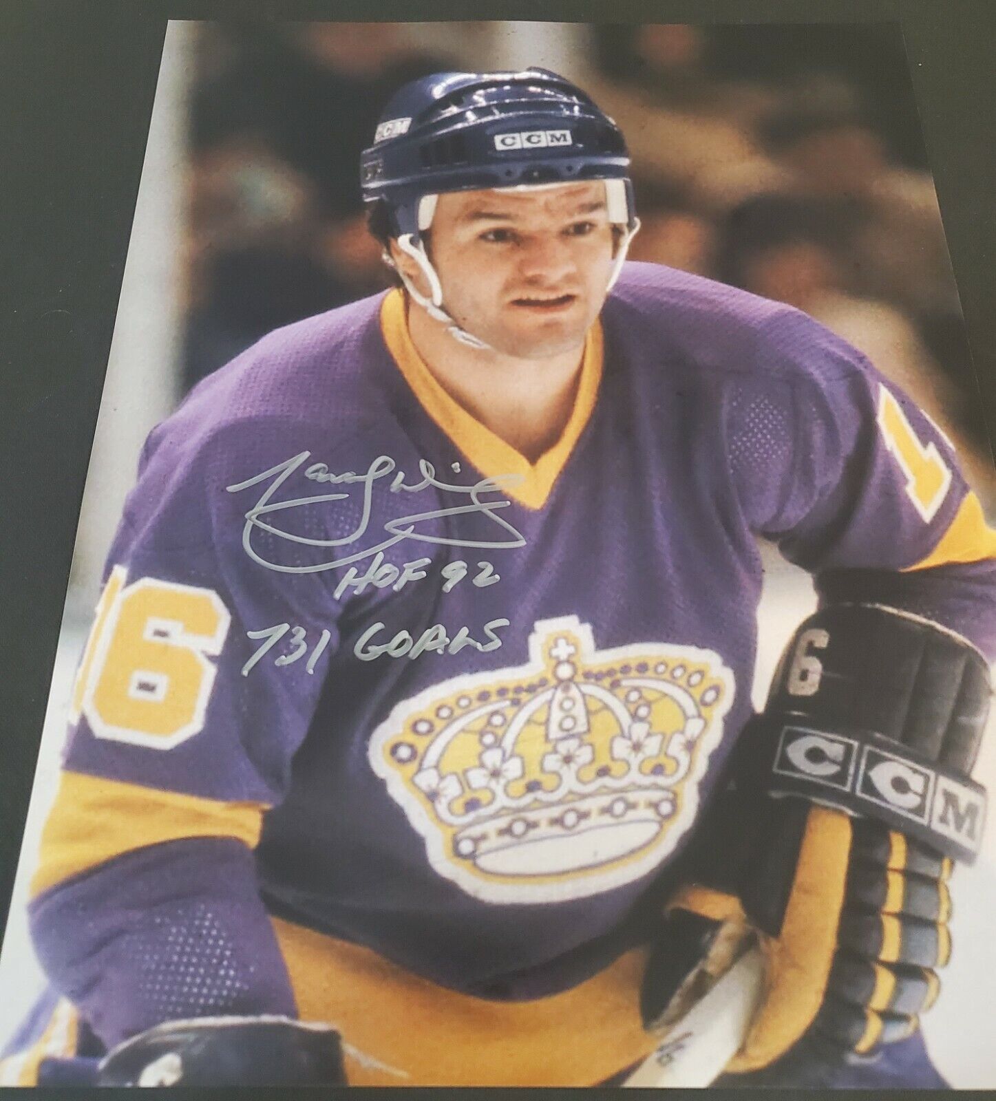 Autographed 11X14 MARCEL DIONNE HOF 92 Los Angeles Kings Photo Poster painting - w/Show Ticket