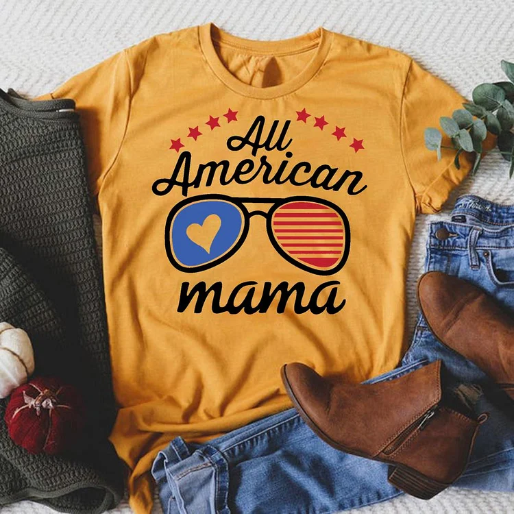 American MAMA Round Neck T-shirt-018161