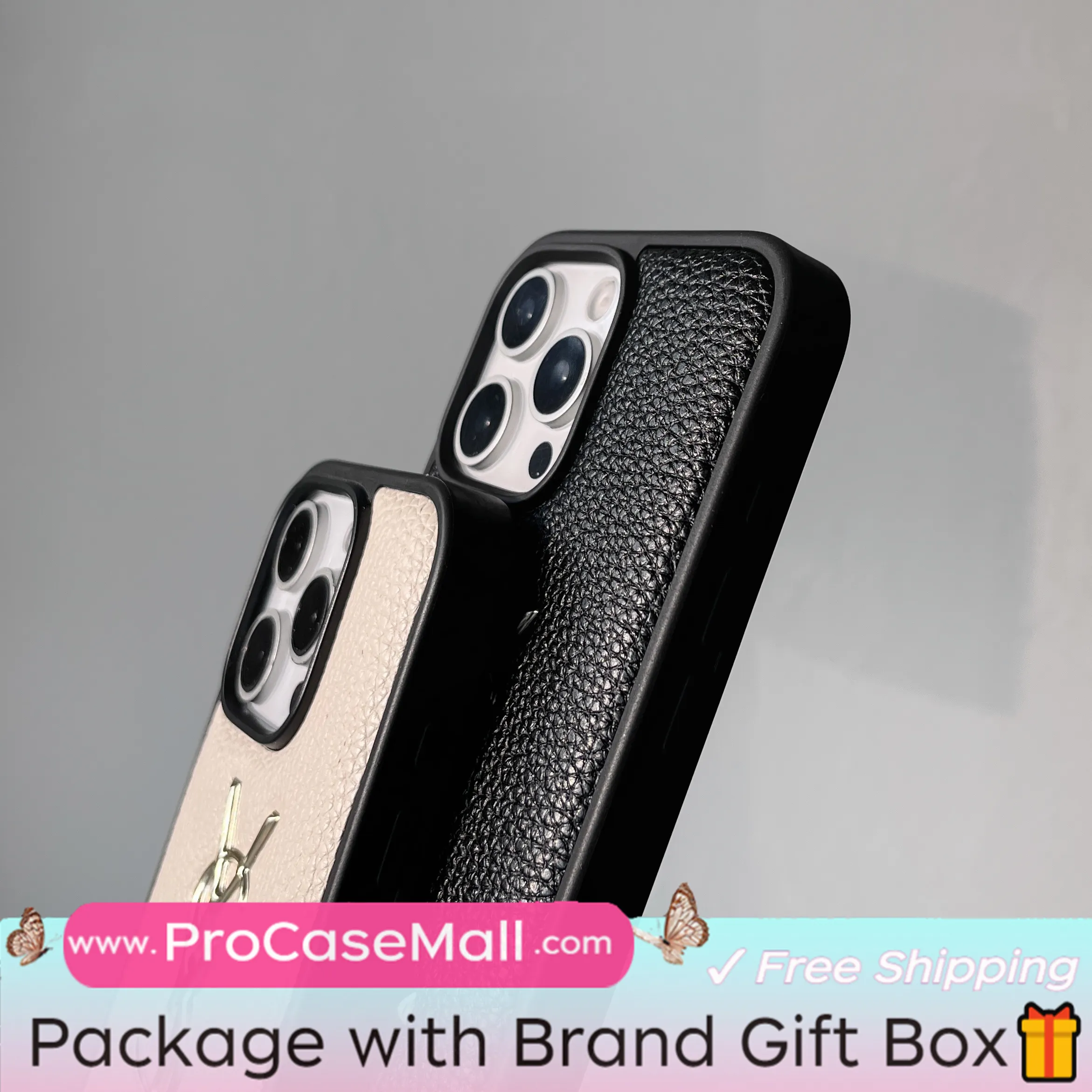 GOLD STAMPING GOLD PRINTED YSL LEATHER APPLE IPHONE CASE