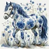 Blue Porcelain Horse - 11CT Stamped Cross Stitch 40*40cm tapestrymarket