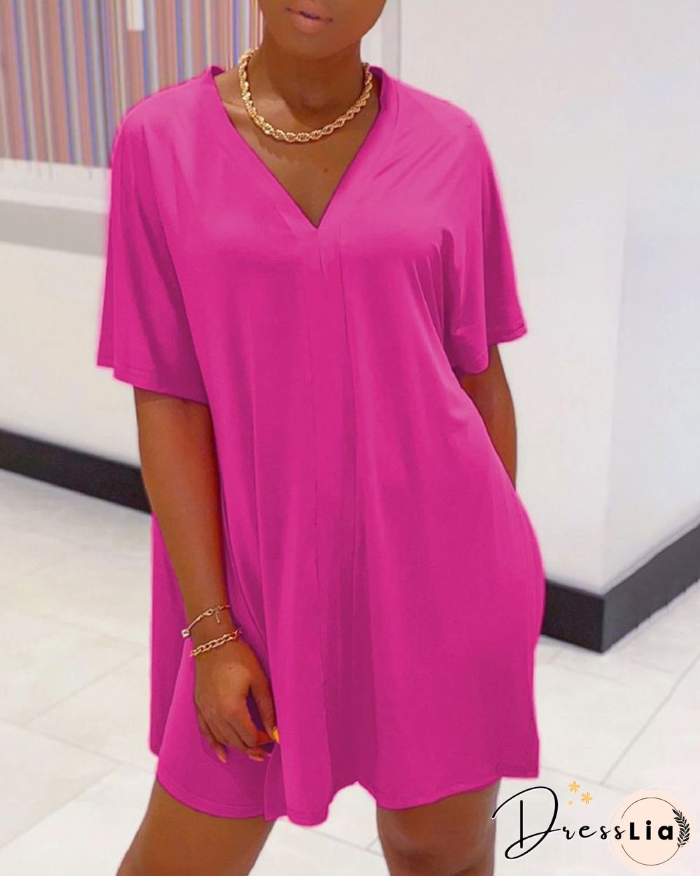 Batwing Sleeve Slit Top & High Waist Shorts Set