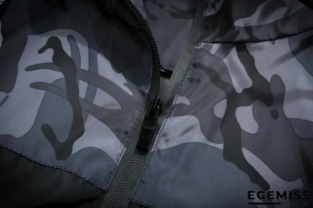 Men's Camouflage Military Casual Zipper Windbreaker Jackets Hooded Coats | EGEMISS