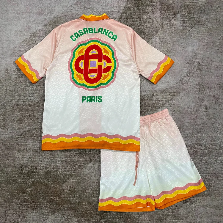 Casa Pink Rainbow Monogram Street Pocket Shirt And Shorts Co-ord