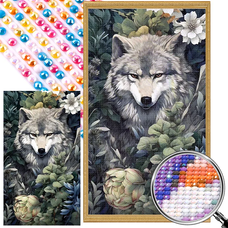 Wolf 40*70CM (Canvas) AB Round Drill Diamond Painting gbfke