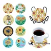 8PCS Wooden Special Shape Diamond Painting Art Coaster Kit (Sunflower Gnome)
