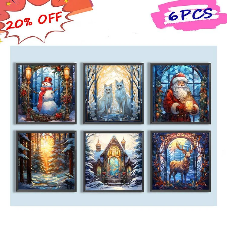 Christmas Atmosphere Glass Painting 30*30CM (Canvas) Full Round Drill Diamond Painting gbfke