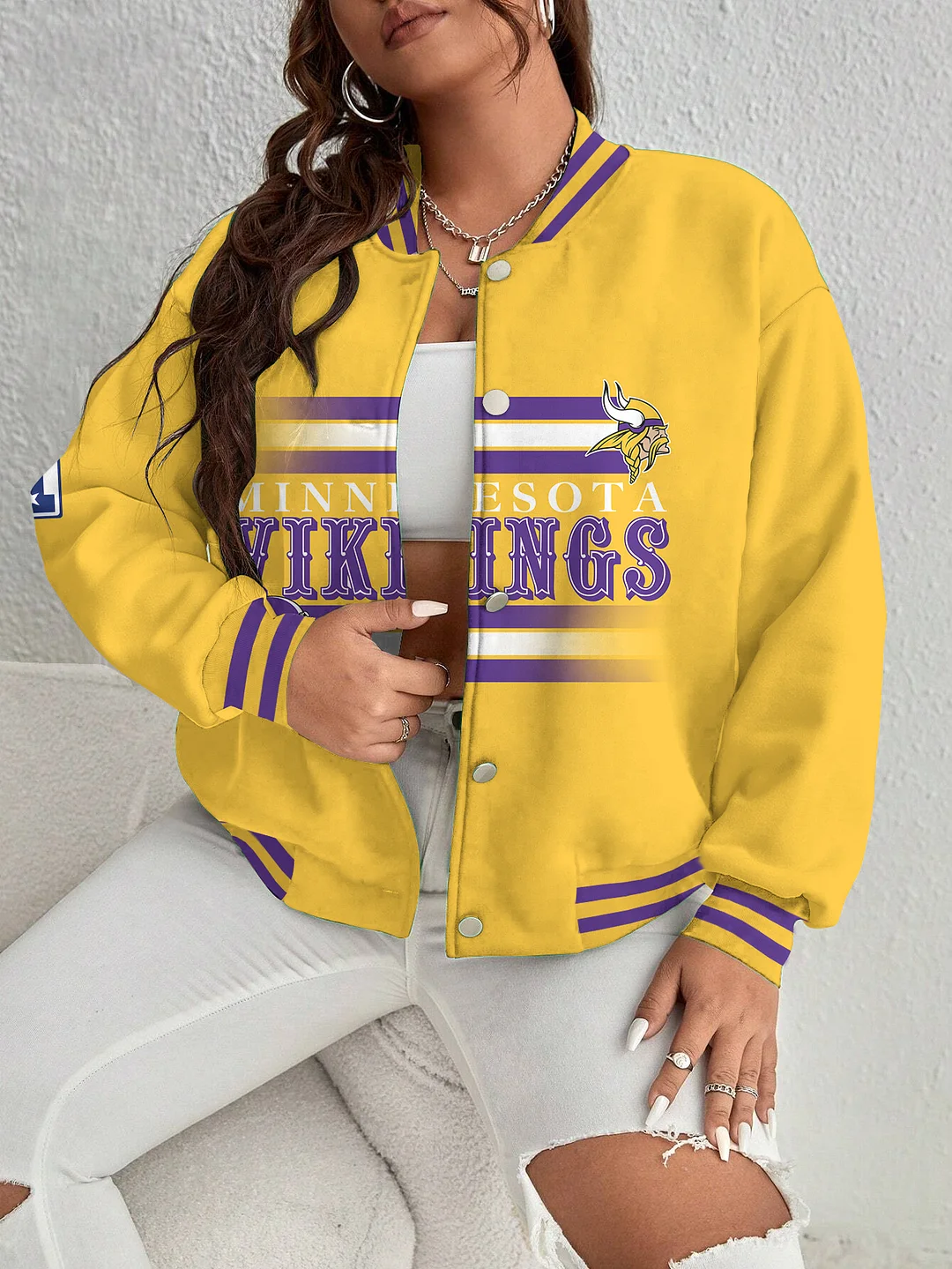 Minnesota Vikings Women's Long Pass Full- Snap Casual Jacket