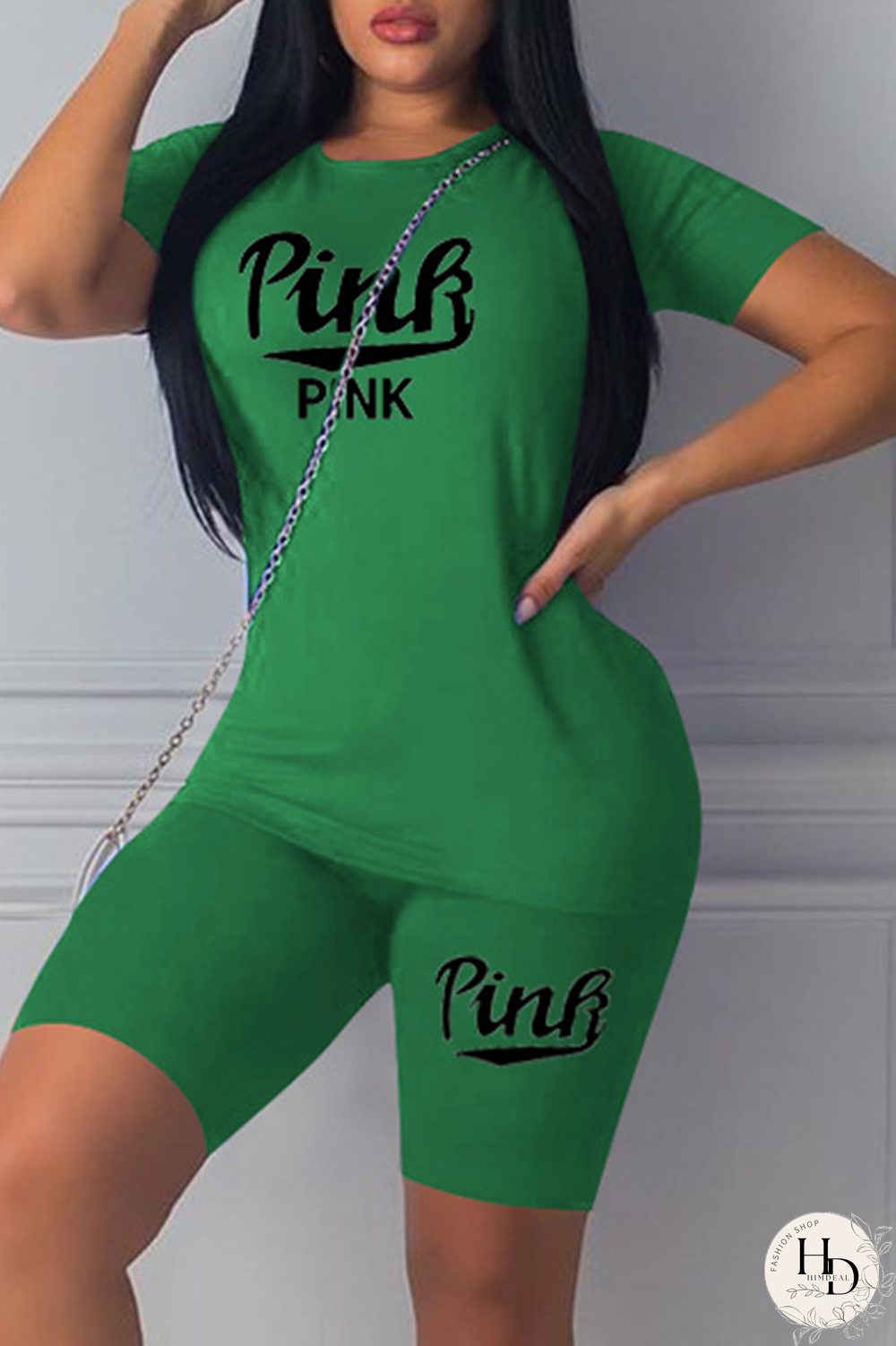 Black Sexy Print Patchwork O Neck Short Sleeve Two Pieces