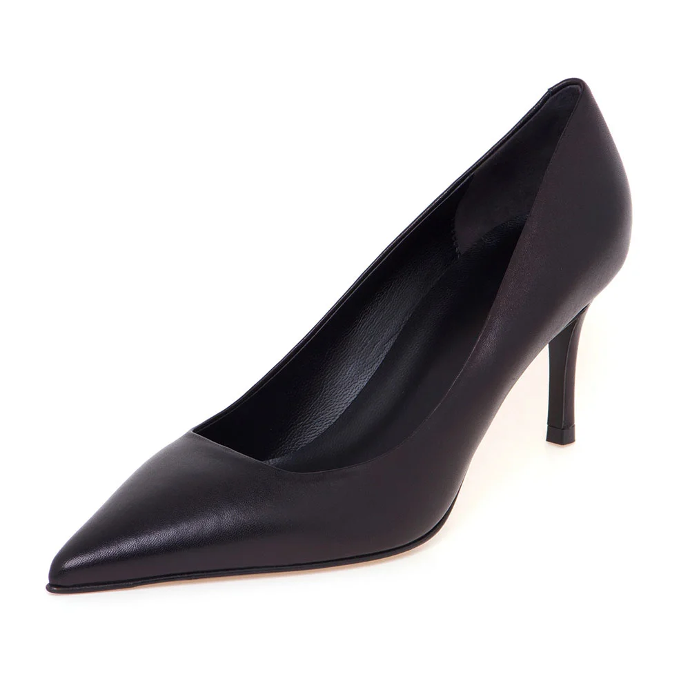 Chic Pointed Toe Stiletto Heel Slip On Black Pumps for Women