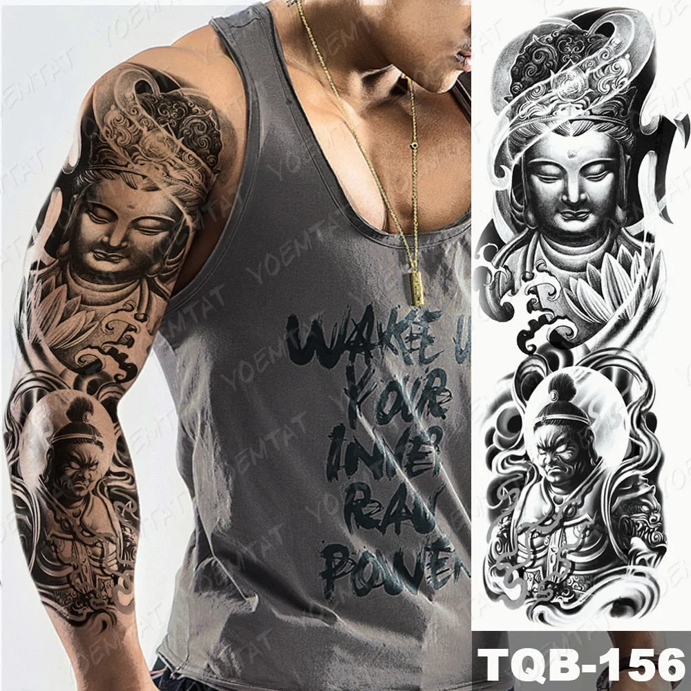 Men Full Arm Waterproof Temporary Tattoo Sticker Clock Rose Tiger Totem Transfer Body Art Fake Tatoo Cool sexy tato Woman
