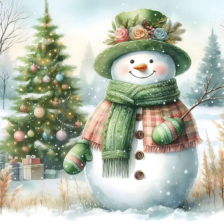 Christmas Snowman 30*30CM (Canvas) Full Round Drill Diamond Painting gbfke