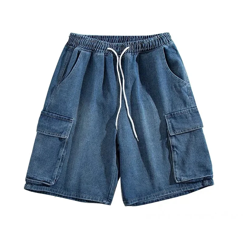 Aonga Summer Men Denim Short Streetwear Vintage Korean Harajuku Pocket Jeans Shorts Hip Hop Cargo Pants Oversized Bottoms Male Clothes 0613 aonga