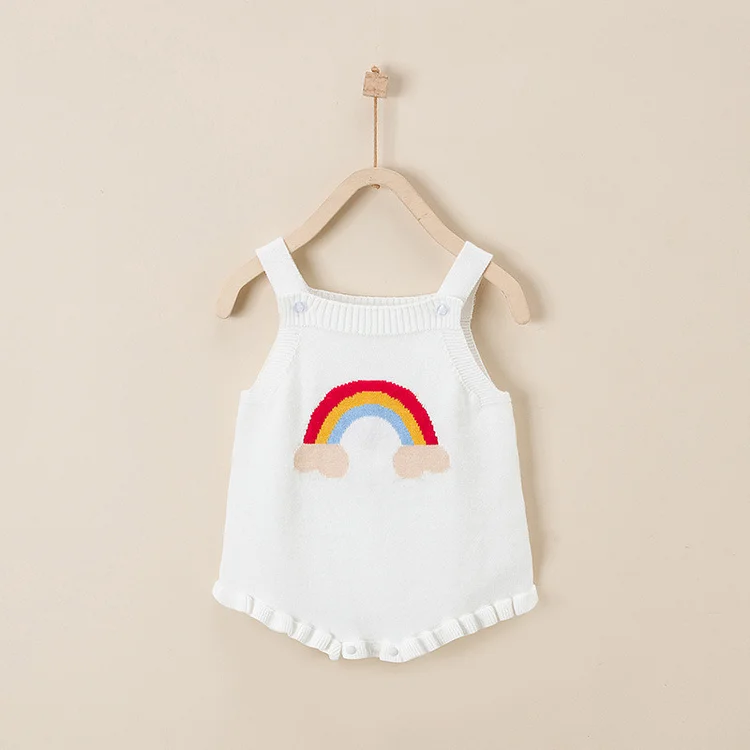 New Born Baby Boy/Girl Rainbow Pattern Sleeveless Knitted Bodysuit