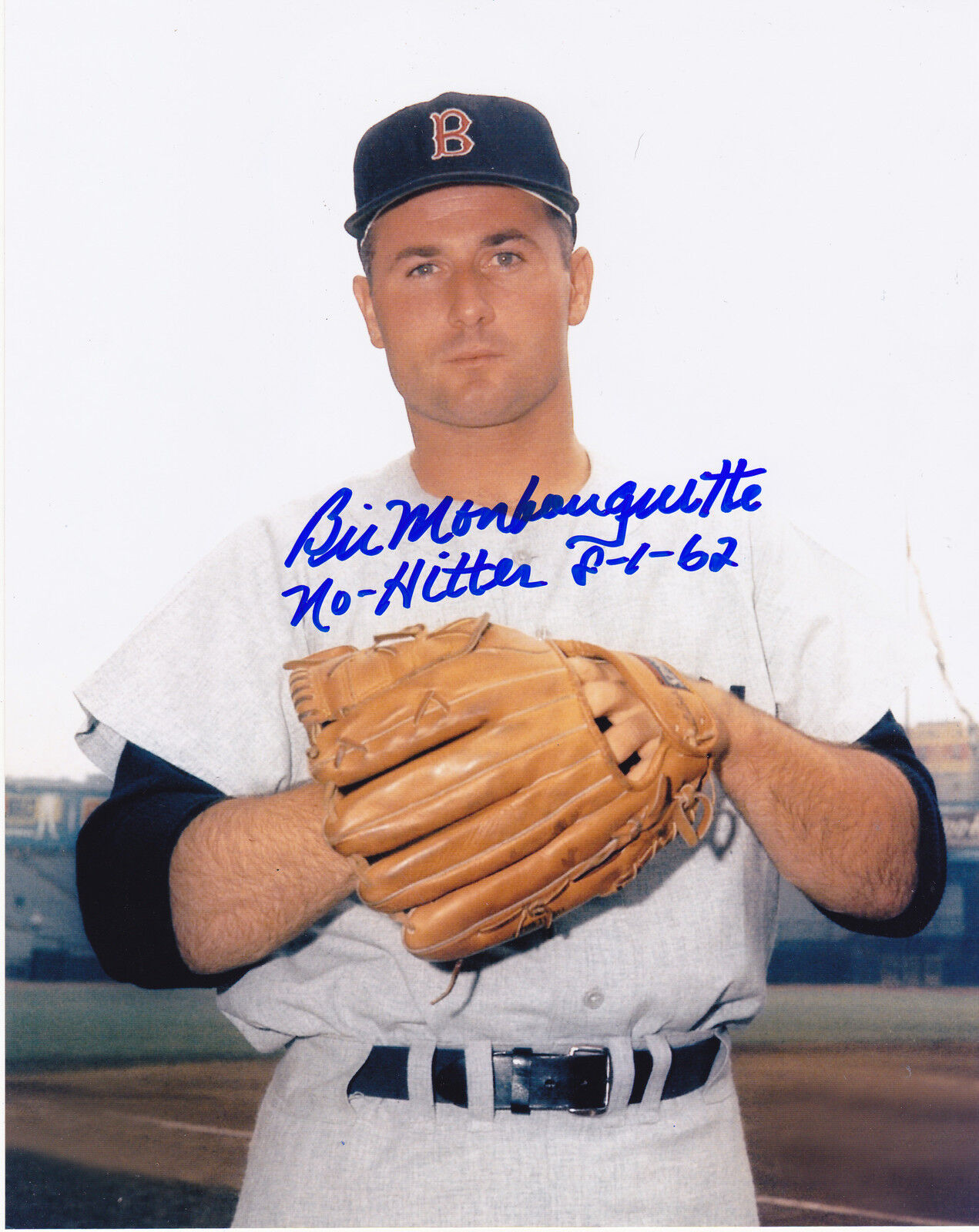 BILL MONBOUQUETTE BOSTON RED SOX NO-HITTER 8-1-62 ACTION SIGNED 8X10