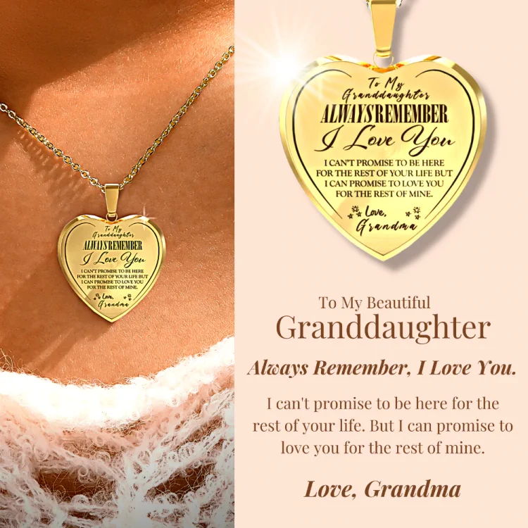 To My Granddaughter Heart Pendant Necklace "Always Remember I Love You"