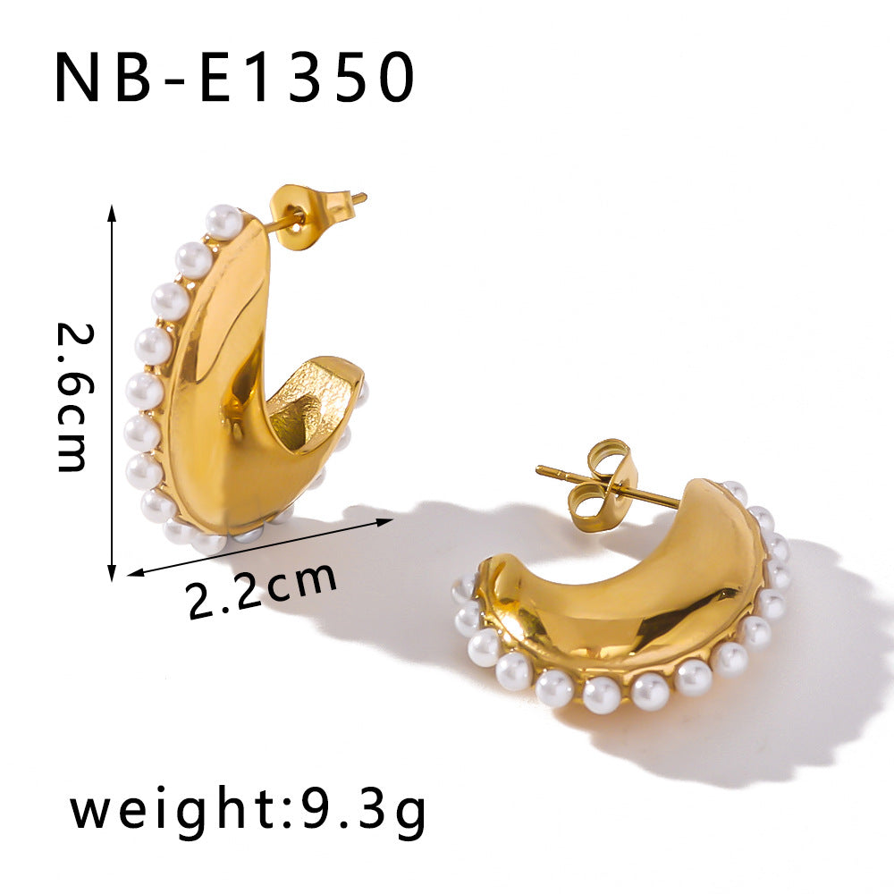 IG Style Petal Geometric Stainless Steel Electroplating Earrings