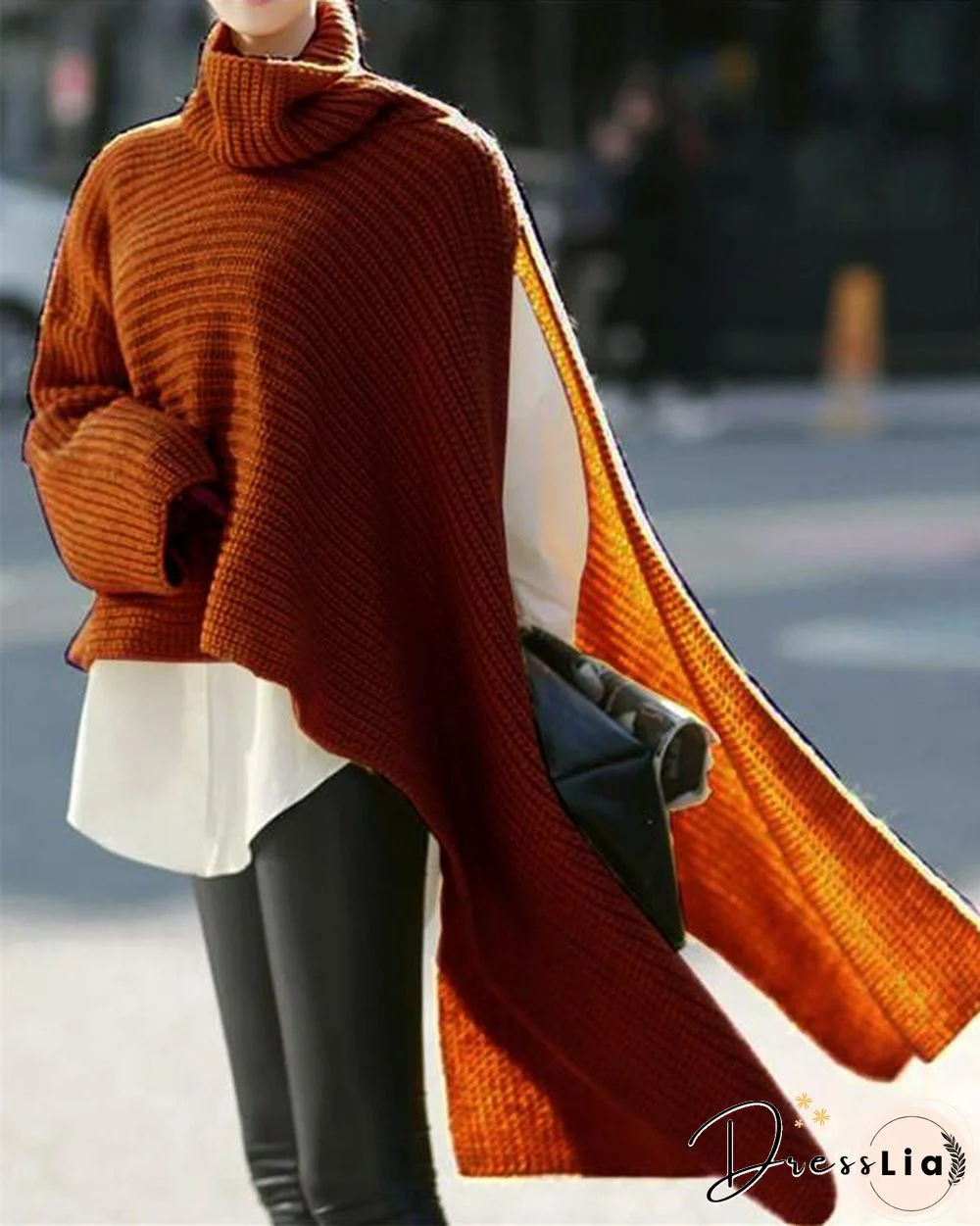 Turtleneck Sweater Knit Pullover Loose Windbreaker