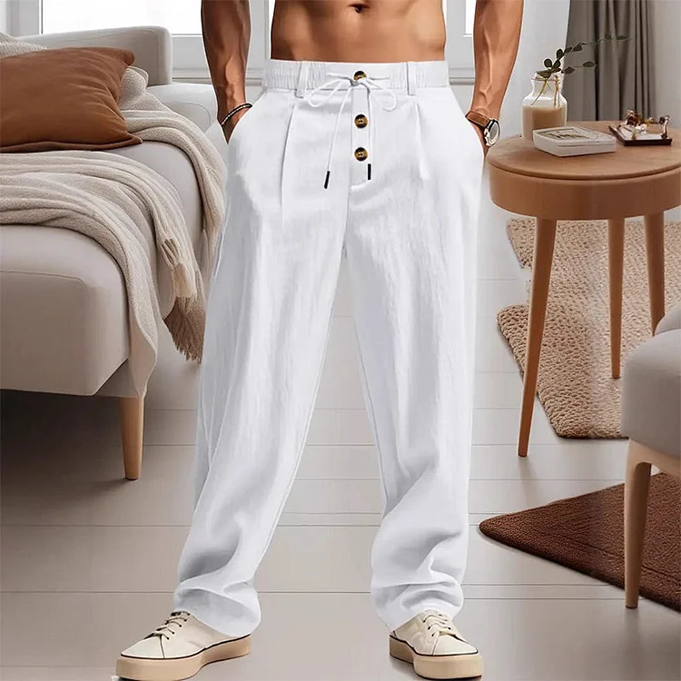 Herren Freizeit-Hose mit geradem Bein und Kordelzug