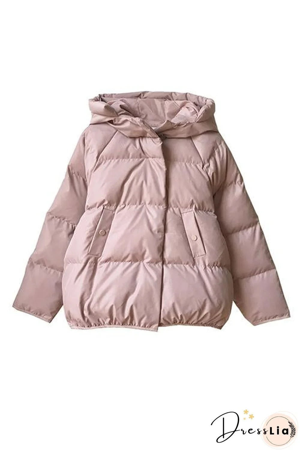 Zipper Button Hooded Coat