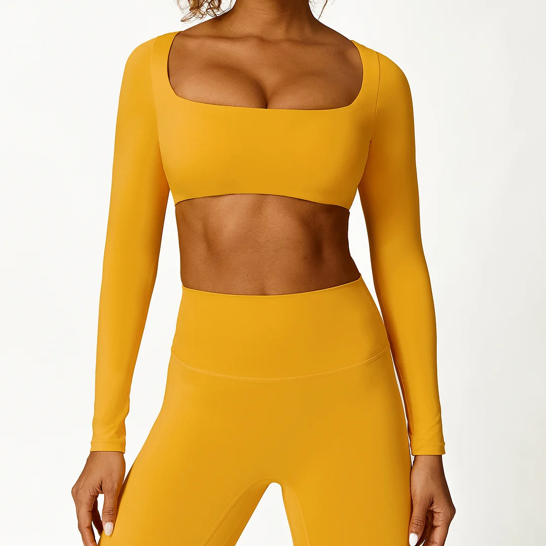 Solid cropped sports top set