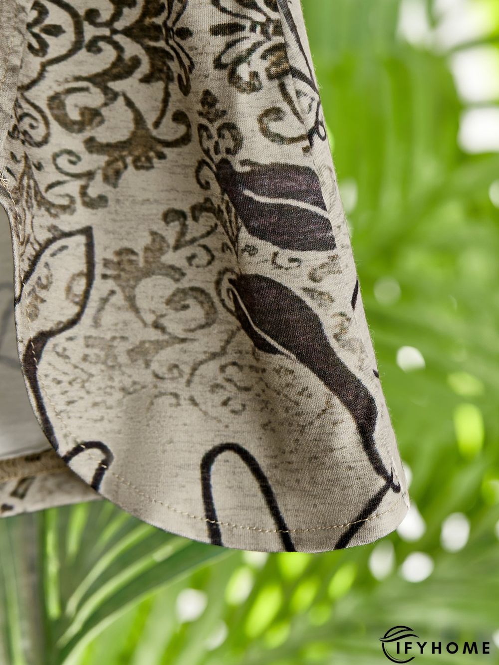 Crew Neck Casual Leaves Long Sleeve Tunic T-Shirt | IFYHOME