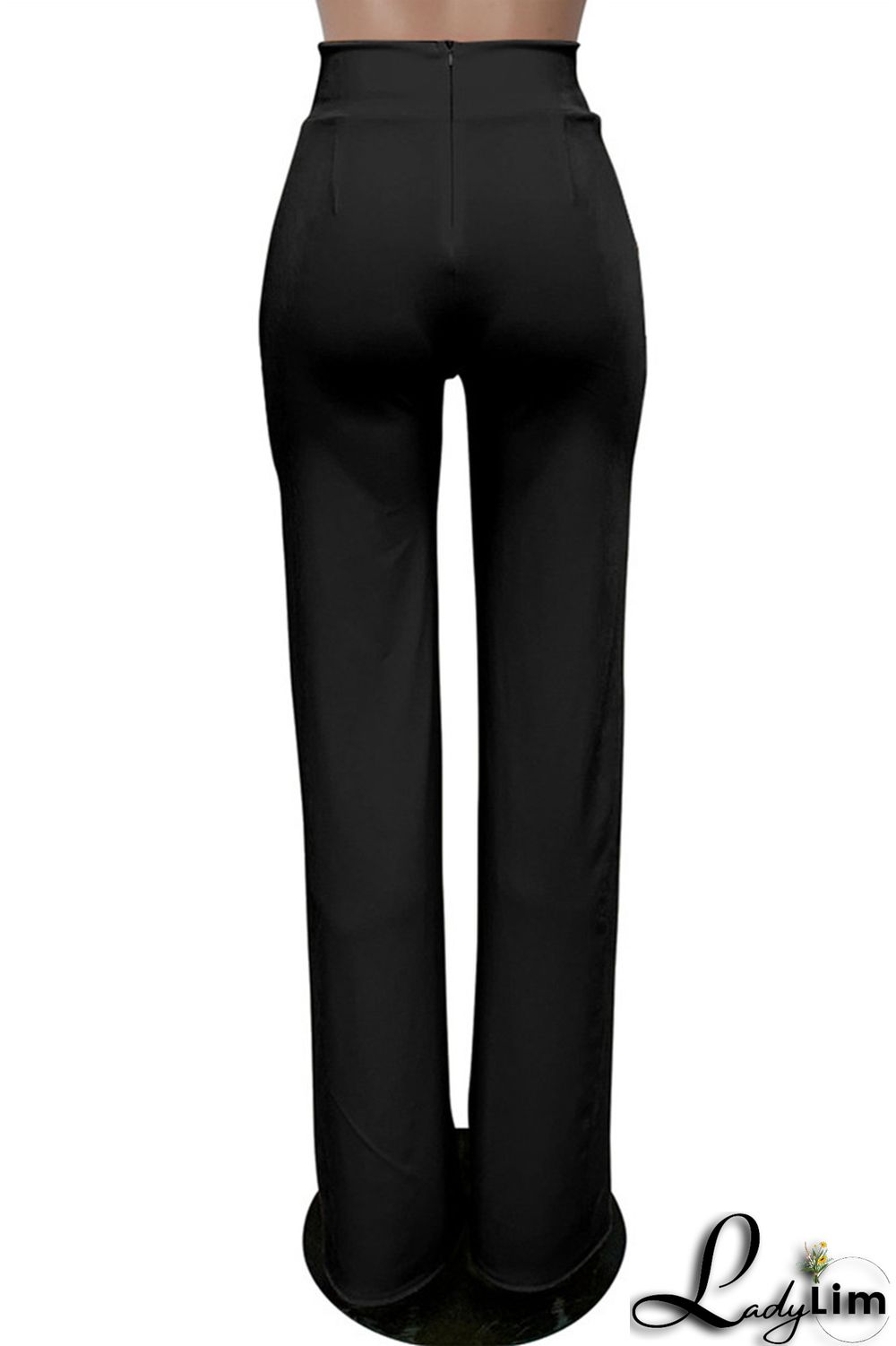 White Fashion Casual Solid Basic Regular High Waist Trousers