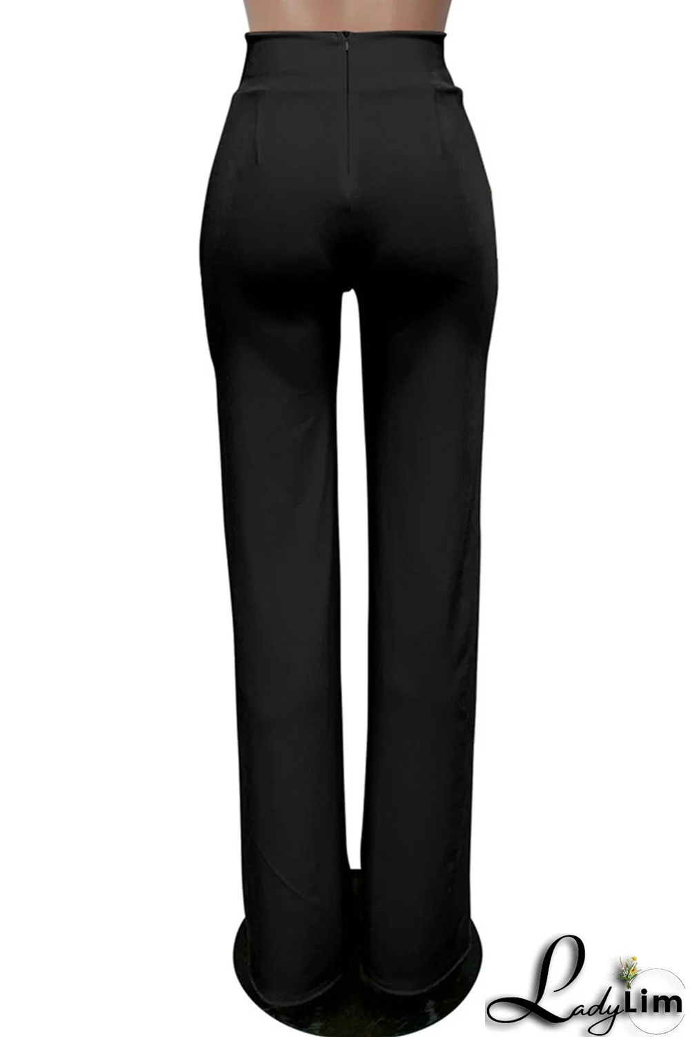 White Fashion Casual Solid Basic Regular High Waist Trousers