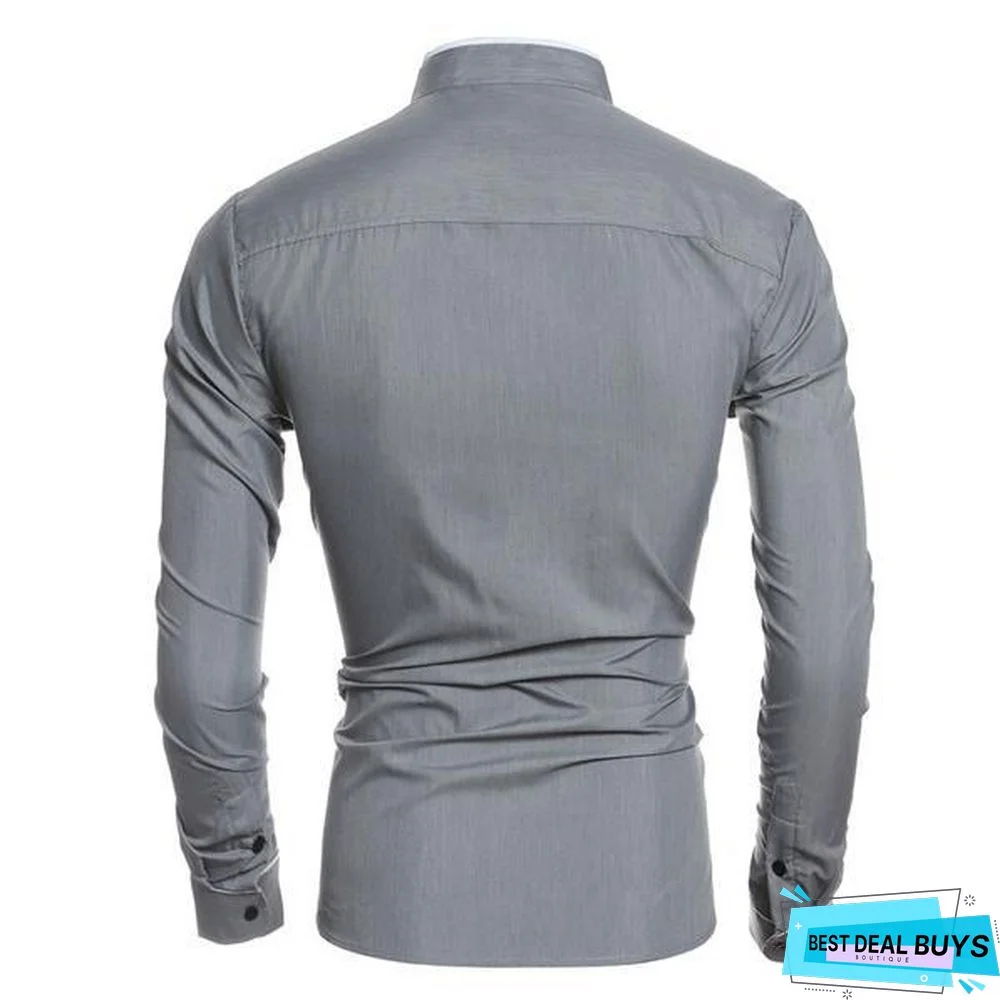 Men' Classic Business Casual Long Sleeved Dress Shirts