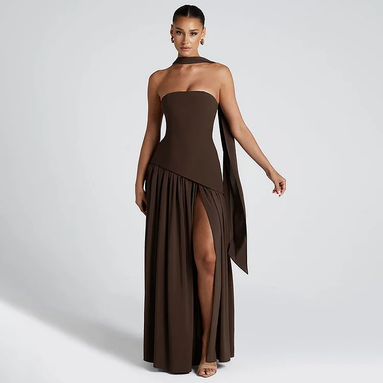 Elegant tube top dress with slits 